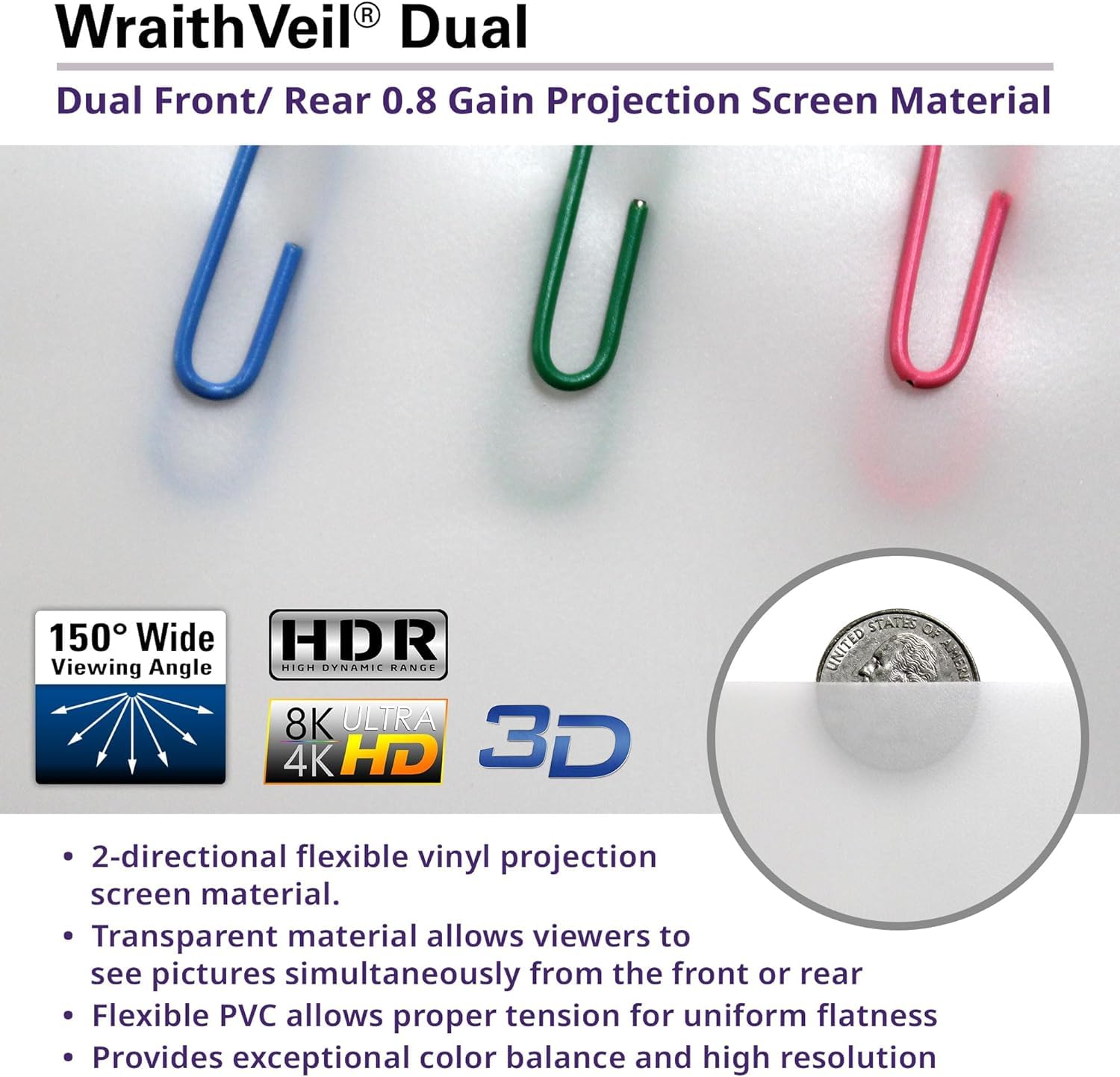 Elite Screens 100-inch Wraith Veil DUAL, 16:9, 0.8 Gain, 150° Viewing Angle, Front & Rear Projection Screen, Yardmaster 2 OMS100H2-Dual