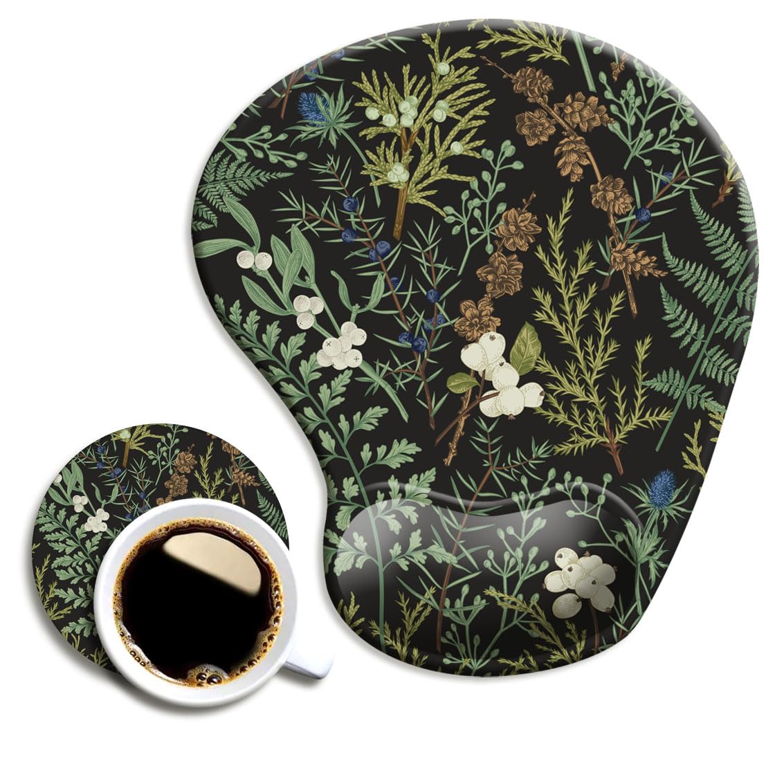 DOOKE Ergonomic Mouse Pad with Wrist Support and Coaster,Mouse Pads with Non-Slip PU Base for Home Office Working Studying Easy Typing & Pain Relief Aesthetic Art