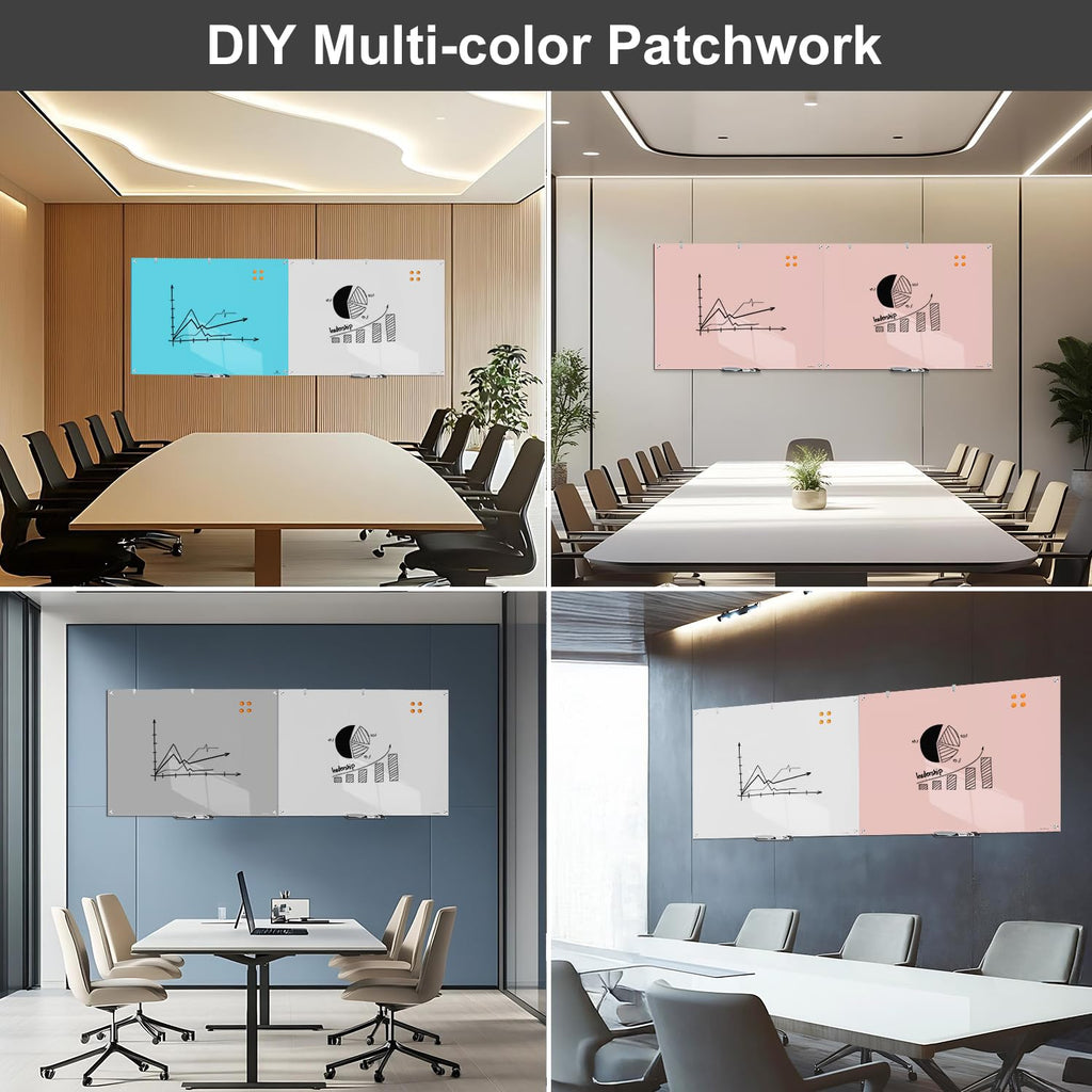 Dry Erase Board Black Magnetic Glass Whiteboard, TANKEE Modern Large Frameless Tempered Glass White Board for Wall, Office, School, Home, 36” x 24”, 3' x 2' White Board
