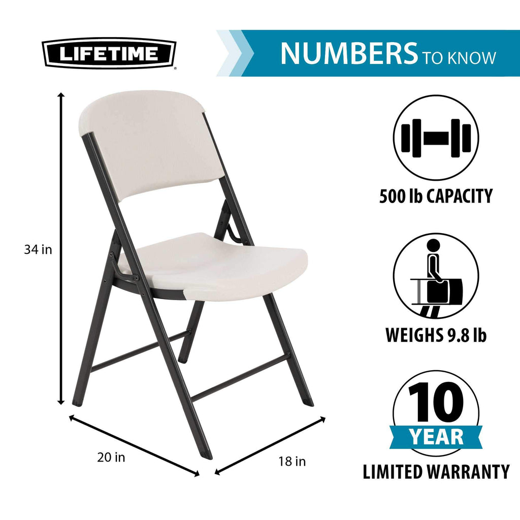LIFETIME 42803 Commercial Grade Folding Chairs, 4 Pack, Almond
