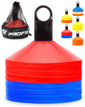 Pro Disc Cones (Set of 50) - Agility Soccer Cones with Carry Bag and Holder for Sports Training, Football, Basketball, Coaching, Practice Equipment, Kids - Includes 15 Best Cone Drills Book