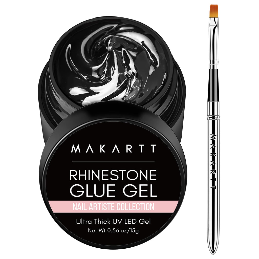 Makartt Rhinestone Glue for Nails: Super Strong Gel Nail Glue for Nail Charms Gems Decorations, 3D Gel Nail Art Bling Jewel Diamonds for Salon & DIY Manicure, 30ML UV Lamp Cured Need Beauty Gifts