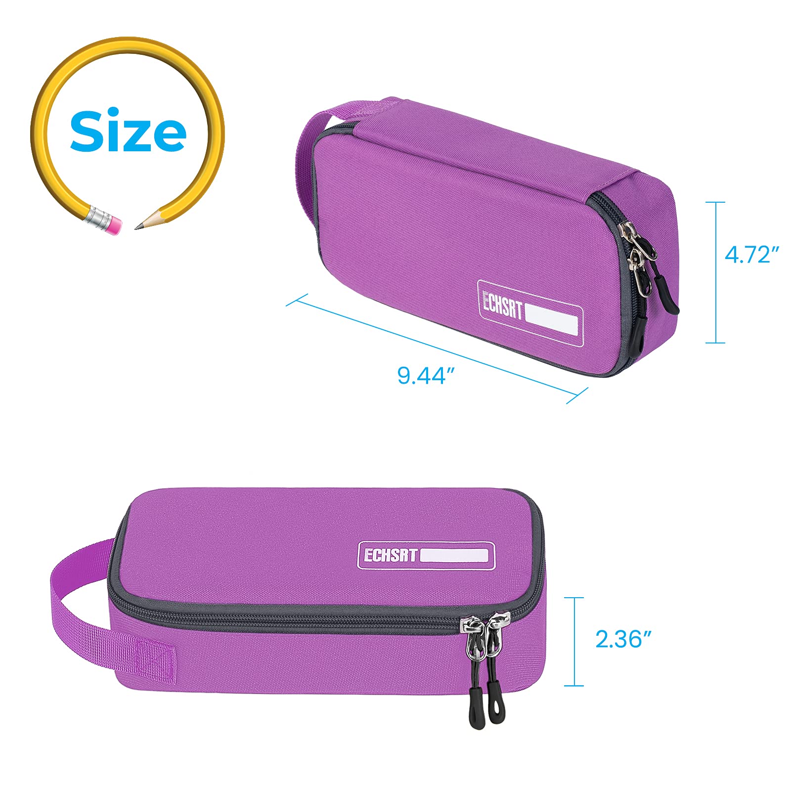 ECHSRT Large Pencil Case, Aesthetic Pen Pouch with Big Capacity, Minimalist Portable Stationery Bag with Handle for Office Organizer Aesthetic Pencil Cases