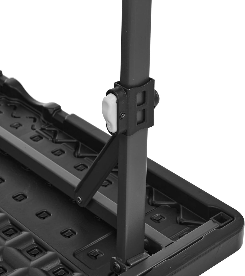 Amazon Basics 34 inch Portable Sturdy Folding Dining Table with Carrying Handle, Space Saving Storage, Square, 33.9 x 29.1 x 33.9 inch, Black | Folding