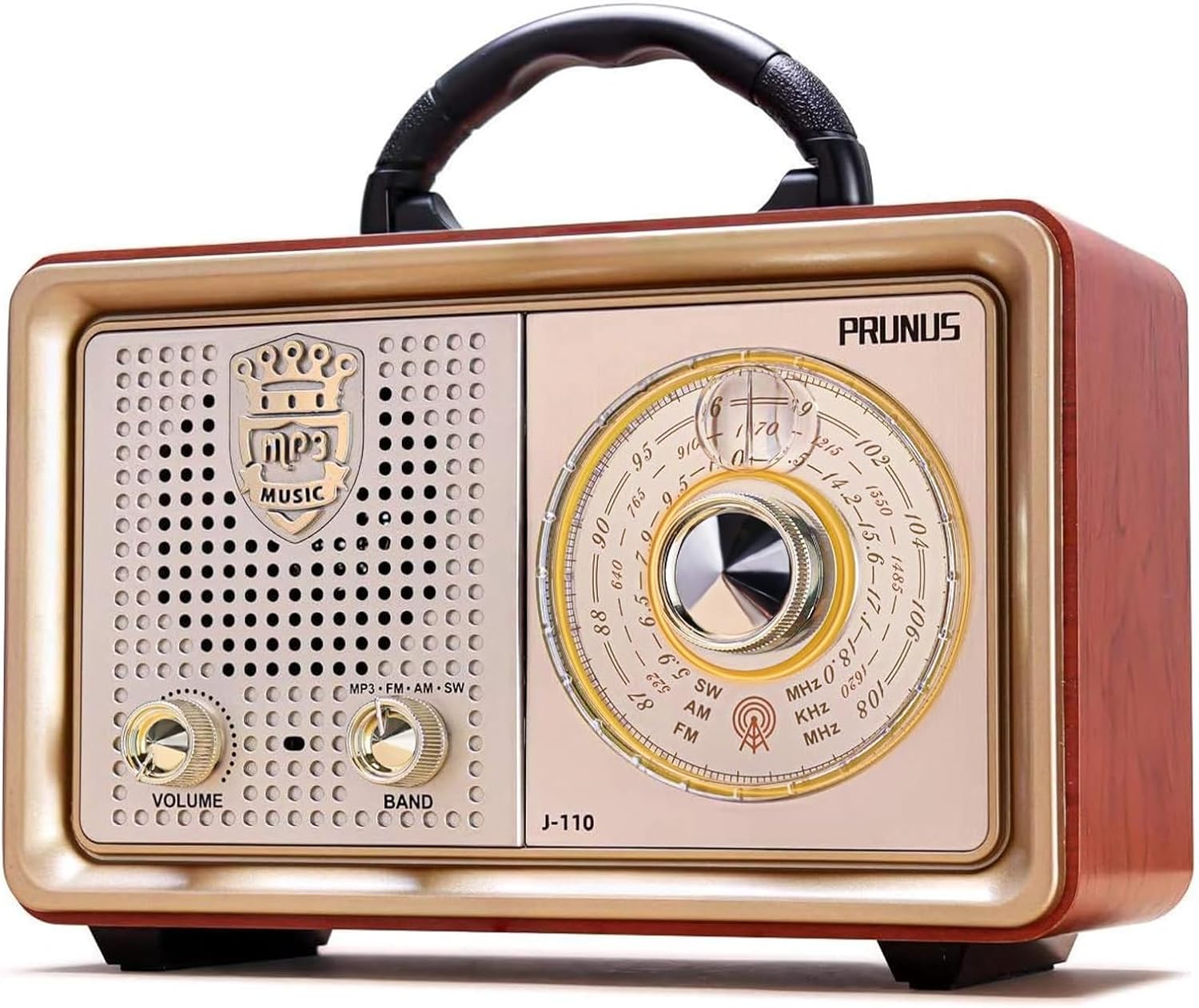 PRUNUS J-110 Radio Portable AM FM, for Mom,Transistor Radio Plug in Wall AC Power & Battery Powered & Rechargeable for Emergency,Vintage Radio with Bluetooth, Gift for Mom