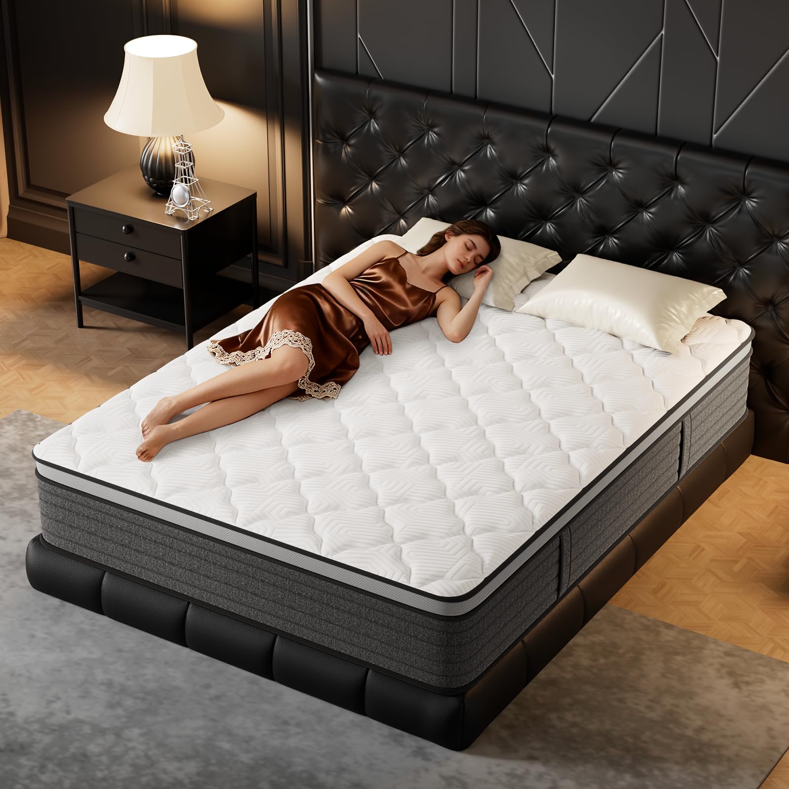 PUBPLON Twin Mattress, Hotel Luxury Hybrid 12 Inch Twin Size-Gel Memory Foam Mattress in a Box (New Version), Individually Wrapped Pocket Spring, Pressure Relief, Medium Firm