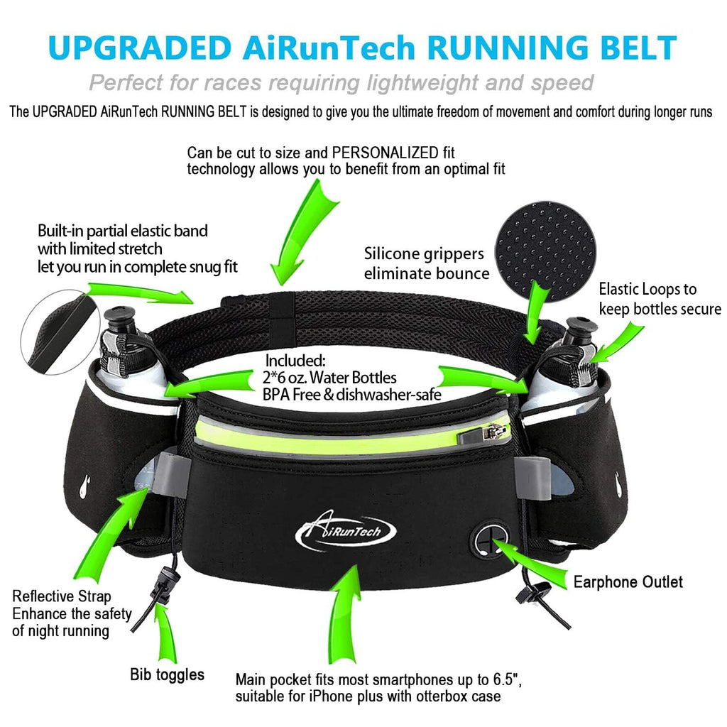 AiRunTech Hydration Running Belt with Water Bottle, Running Fanny Pack for Phone and Wallet Holder, Running Bag Runners Essentials Accessories Marathon Triathlon Walking Jogging Gear Gift
