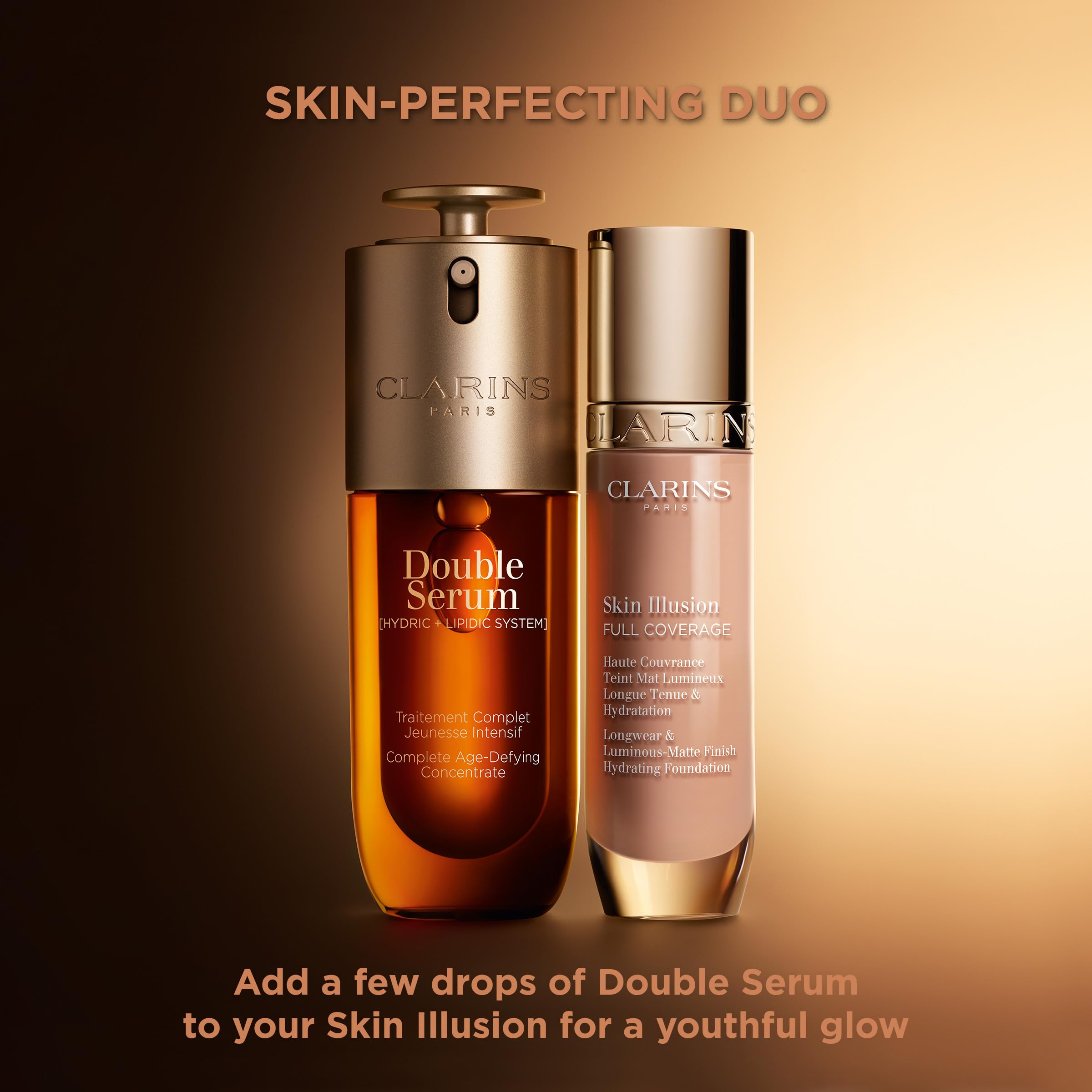 Clarins Skin Illusion Longwear Full Coverage Foundation|Luminous Matte Finish|24H Hold and 24H Hydration|Natural Looking|Transfer, Sweat and Smudge Proof| Contains Hyaluronic Acid|1 Fl Oz