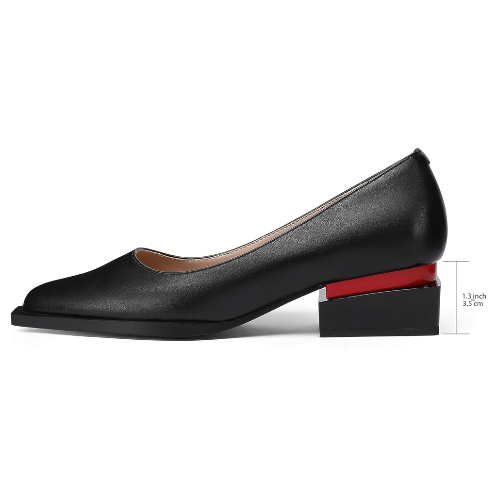 LingxiaUne Dress Shoes for Women, Comfortable Dressy Flats, Womens Chunky Heel Pumps with Arch Support and Pointed Toe