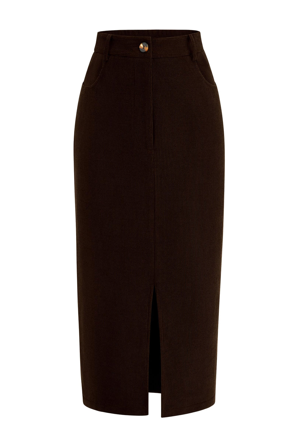 PRETTYGARDEN Corduroy Skirt Women Fall Midi Pencil Skirts | High Waisted Fashion Bottoms, Trendy Front Slit, Pockets, Comfy Dressy Clothes for Winter Casual Outings, Date Nights & Work