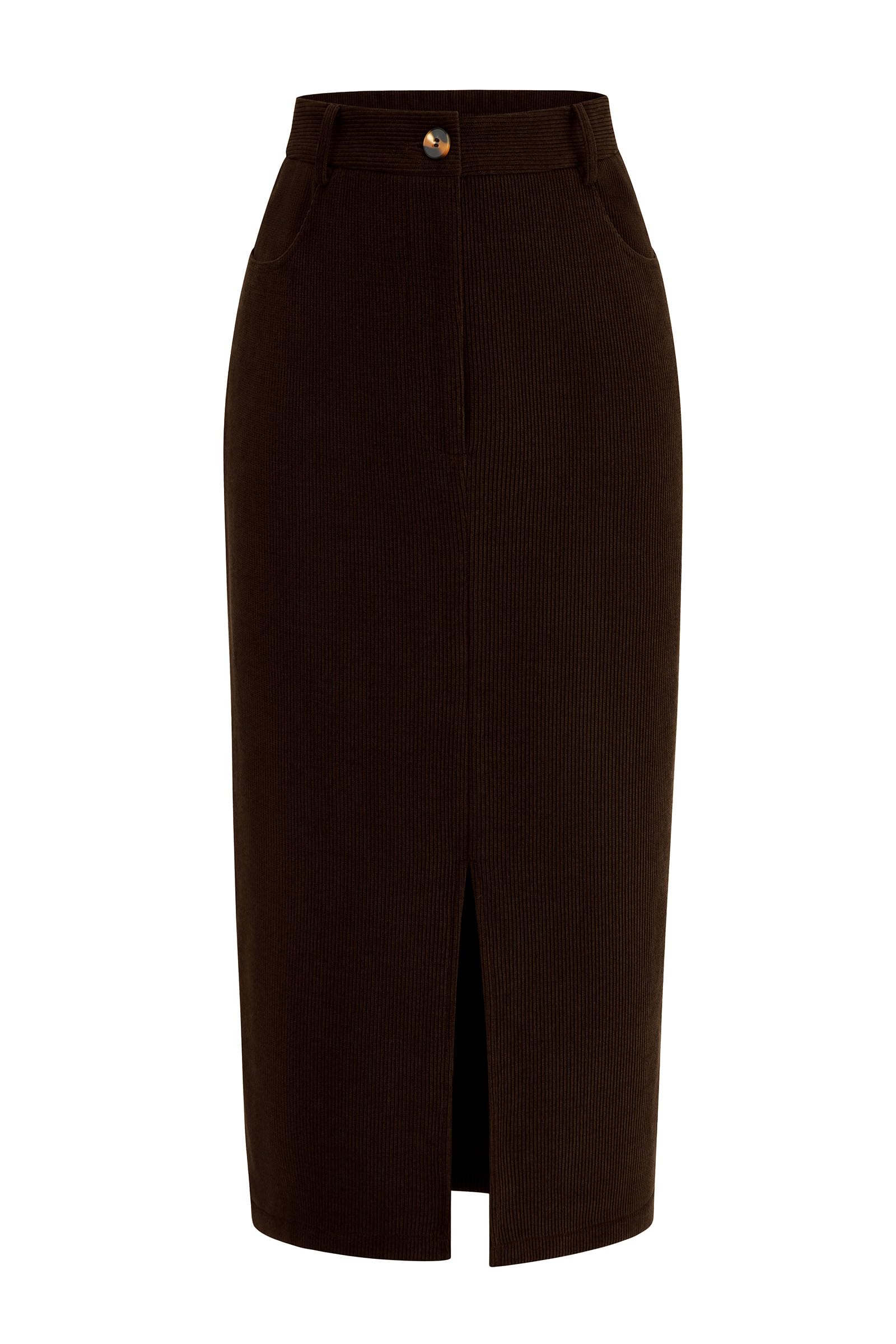 PRETTYGARDEN Corduroy Skirt Women Fall Midi Pencil Skirts | High Waisted Fashion Bottoms, Trendy Front Slit, Pockets, Comfy Dressy Clothes for Winter Casual Outings, Date Nights & Work