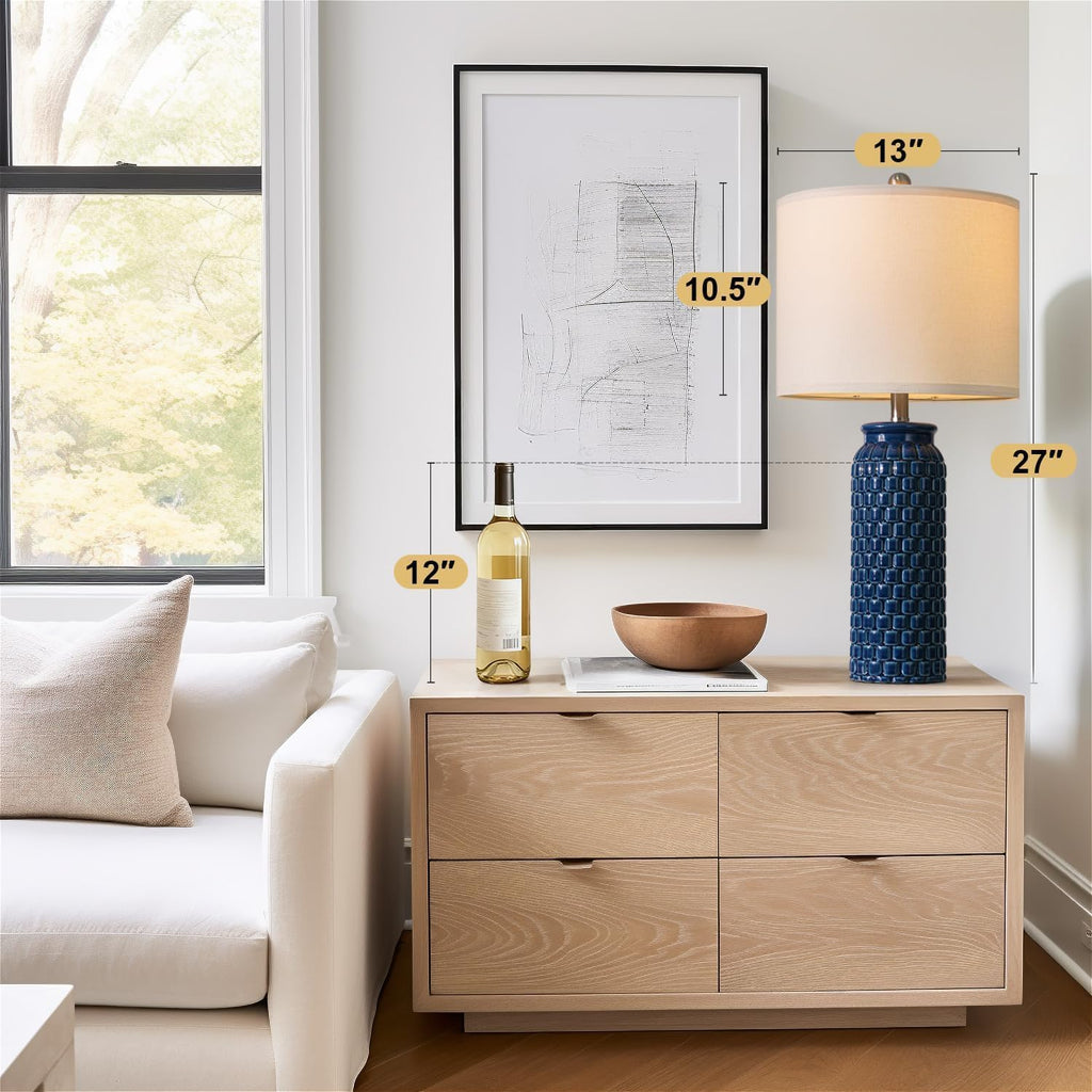 USumkky 20.5" Gold Modern Ceramic Bedside Lamp Set of 2 for Bedroom Decor Farmhouse Table Lamp for Living Room Office Dorm