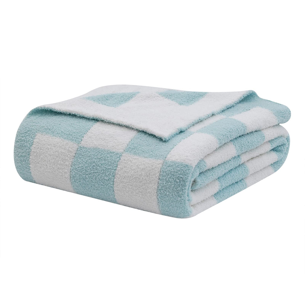 bearberry Fuzzy Checkerboard Grid Throw Blanket Soft Cozy Warm Microfiber All Season Blanket Decor for Couch Sofa Bed Travel Home (Avocado Green, 50''x60'')