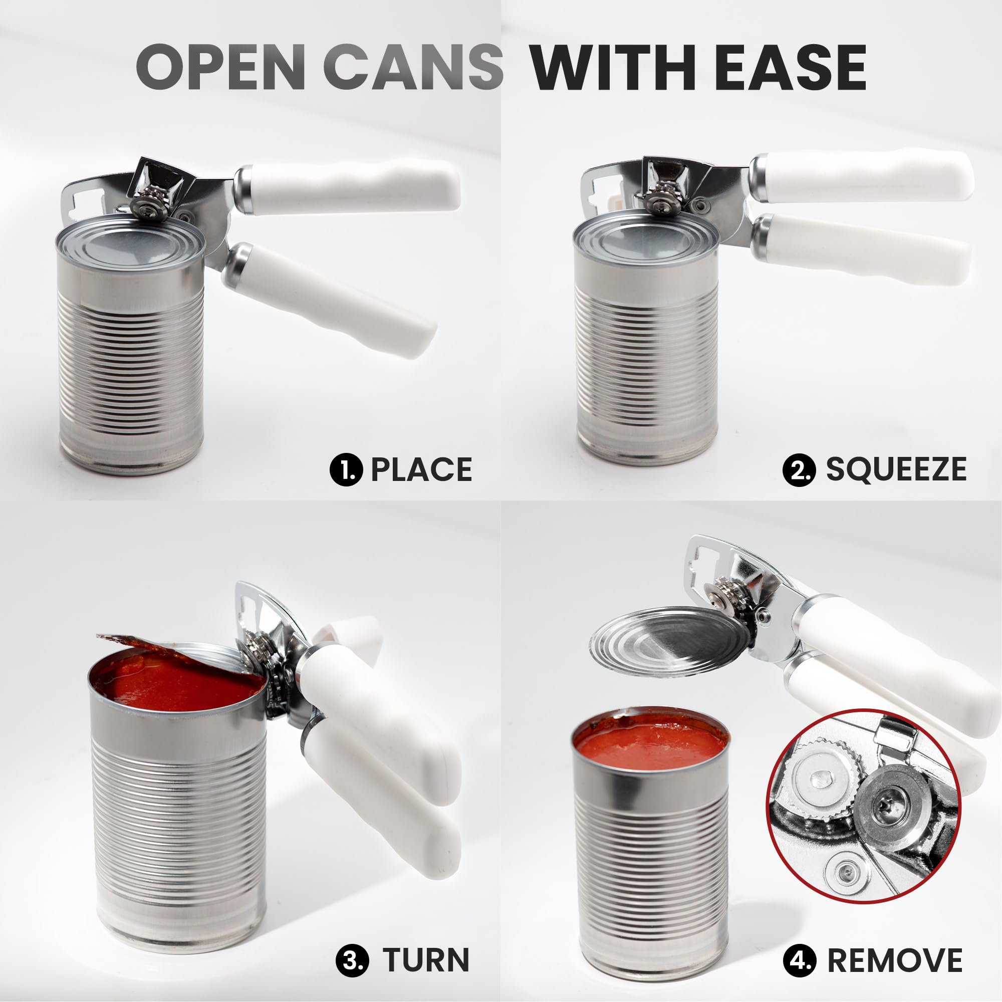 Zulay Kitchen Heavy Duty Stainless Steel Can Opener Manual with Bottle Opener - Rust Proof Manual Can Opener With Turn Knob & Comfy Soft Grip Handles - Airy Lilac