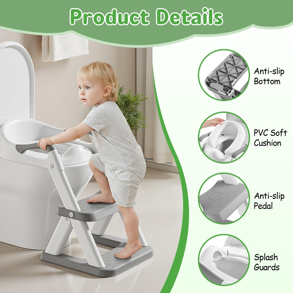 Potty Training Seat, Upgrade Toddler Toilet Seat for Kids Boys Girls, 2 in 1 Potty Training Toilet, Splash Guard Anti-Slip Pad Step Stool(Blue)