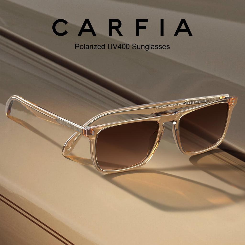 CARFIA Retro Polarized Sunglasses for Men UV Protection Hand-crafted Acetate Frame Fashion Cool Sun Glasses CA53572
