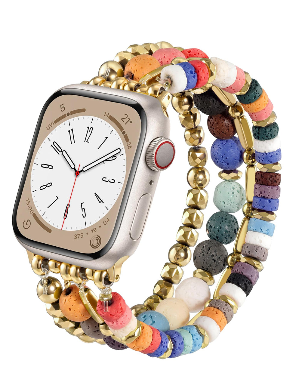 VISOOM Beaded Boho Bracelet Compatible for Apple Watch Band 40mm/38mm/41mm/42mm Series 11 10 9 8 7 SE Series 6/5/4 Women Fashion Cute Handmade Crystal Beads Stretchy Watch Strap for iWatch Bands 3/2/1