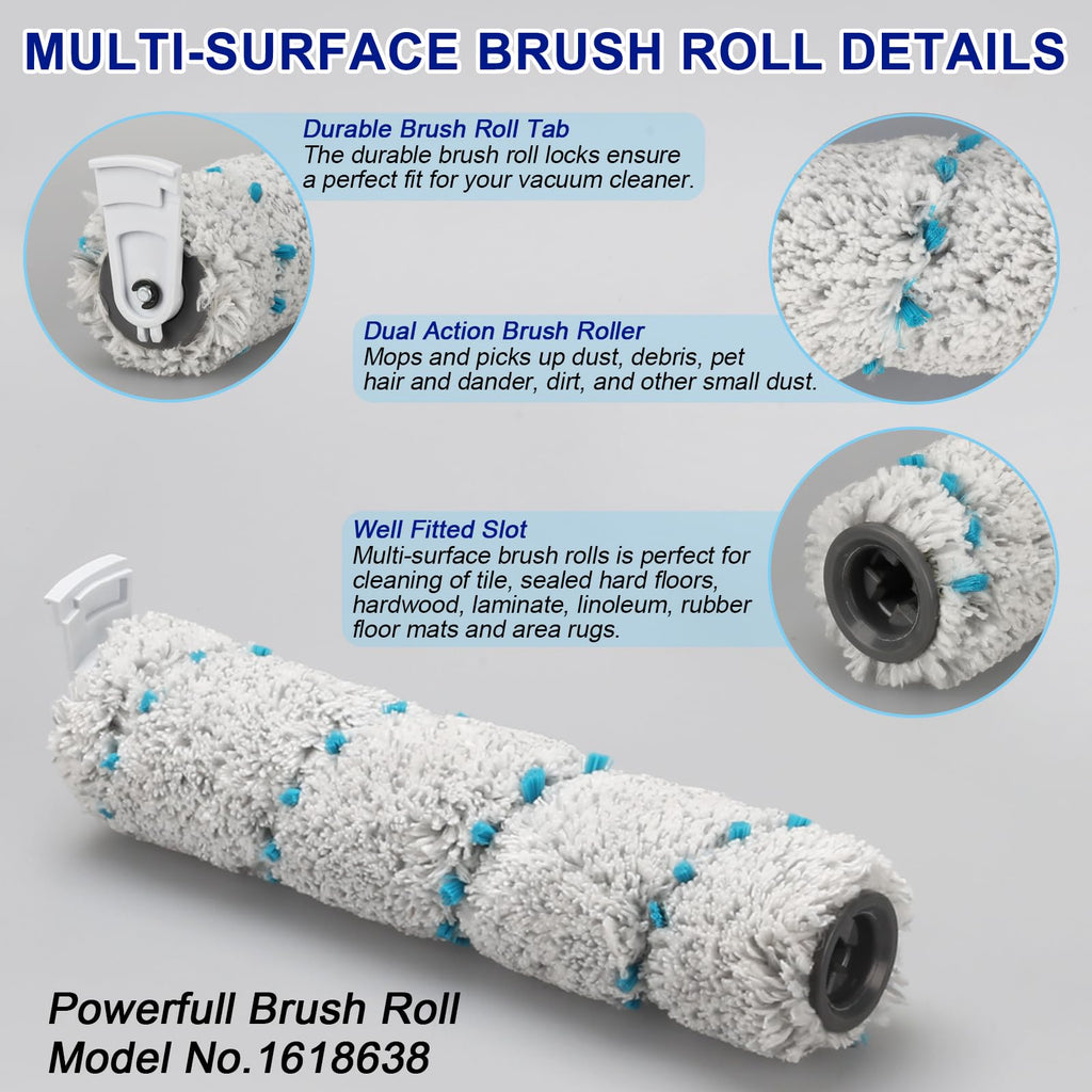 Lemige 3 Pack Multi-Surface Pet Brush Rolls 2788 and 3 Pack Vacuum Filters 1866 for Bissell CrossWave Max 2554 2590 2593 2596 for HydroSteam 35151 3515 35152 3513 3518 Vacuums, Part 1618641 & 1608684