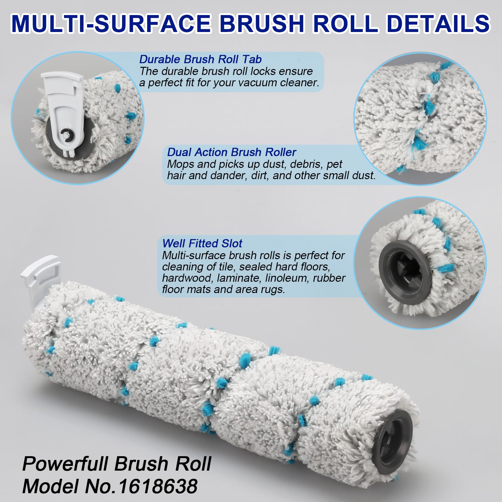 Lemige 3 Pack Multi-Surface Pet Brush Rolls 2788 and 3 Pack Vacuum Filters 1866 for Bissell CrossWave Max 2554 2590 2593 2596 for HydroSteam 35151 3515 35152 3513 3518 Vacuums, Part 1618641 & 1608684