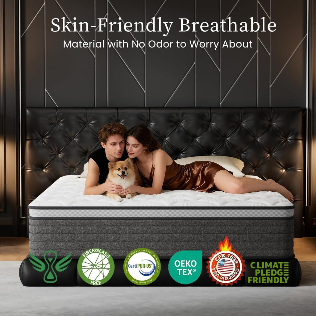 PUBPLON Twin Mattress, Hotel Luxury Hybrid 12 Inch Twin Size-Gel Memory Foam Mattress in a Box (New Version), Individually Wrapped Pocket Spring, Pressure Relief, Medium Firm