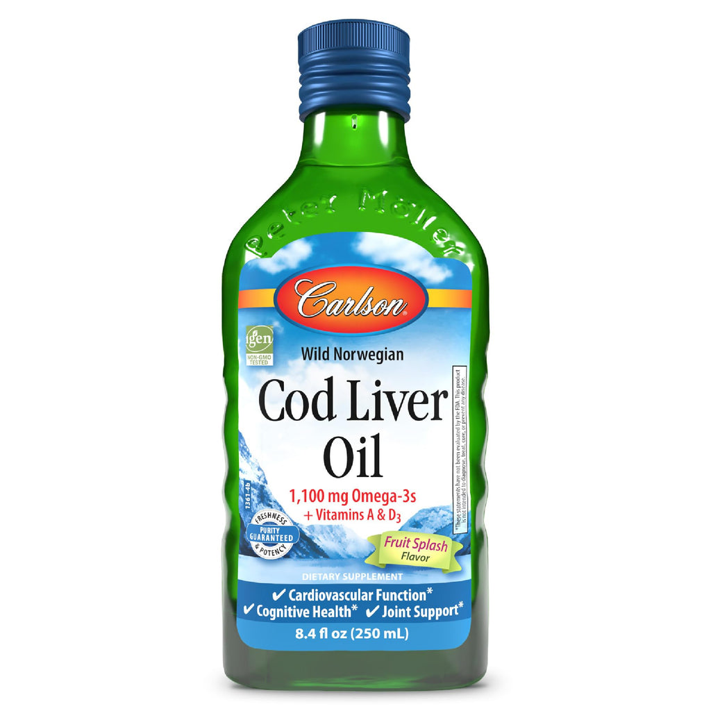 Carlson - Kid's Cod Liver Oil, 550 mg Omega-3s, Vitamins A & D3, Wild Norwegian, Bubble Gum, 250 mL