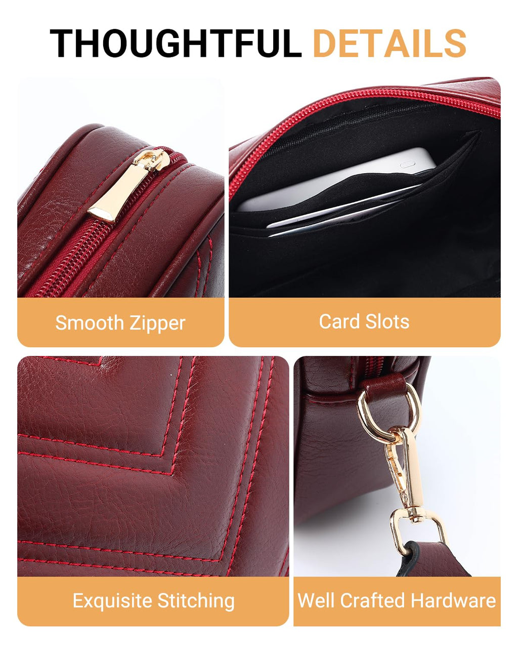 Herald Chevron Quilted Small Crossbody Bag with Coin Purse Pouch, Women Square Camera Side Shoulder 2 Size Handbags | Chevron