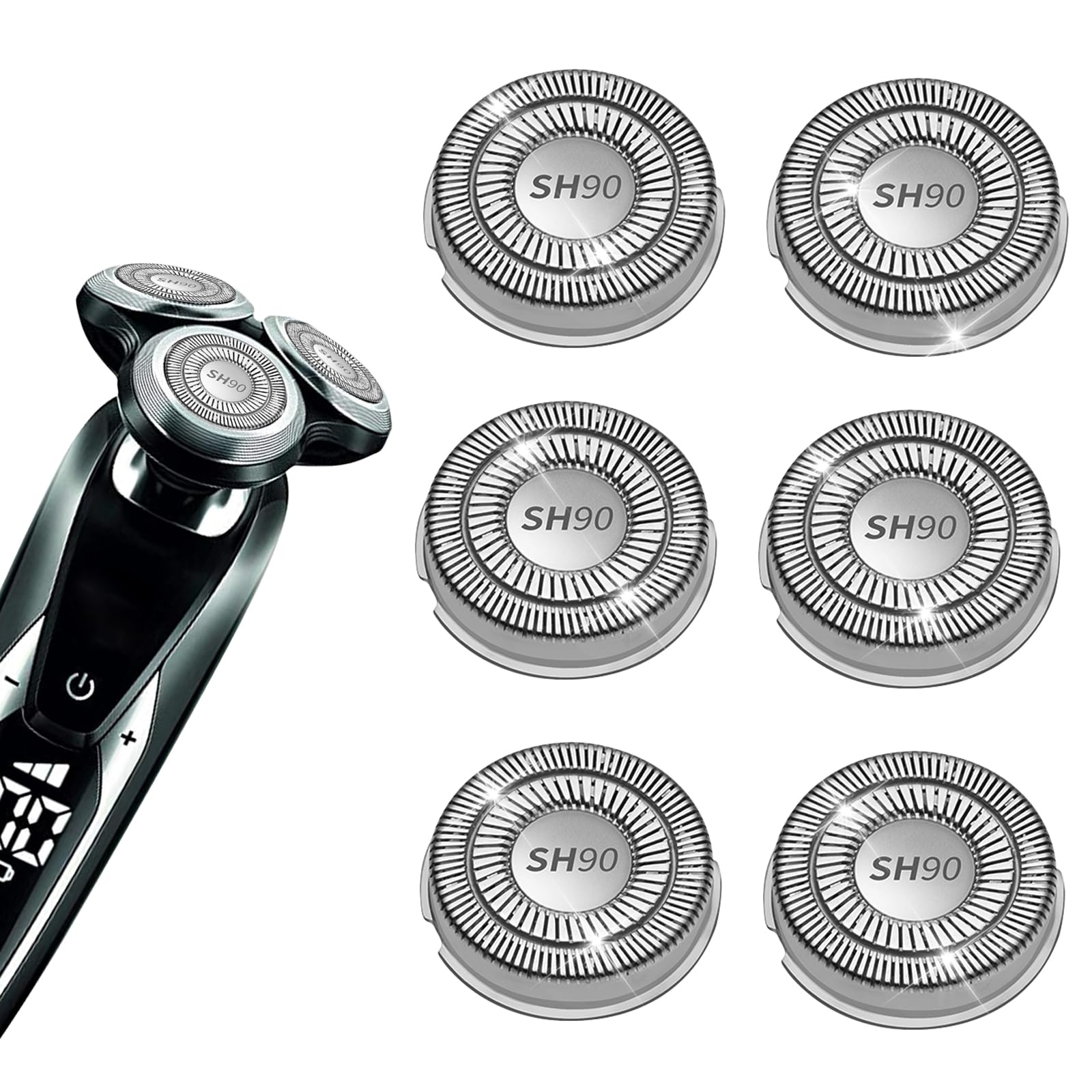 6 Pack SH30 Replacement Head Compatible with Philips Norelco Series 3000/2000/1000,New Upgraded SH30 Replacement Double Blades for norelco 1000 Replacement Heads