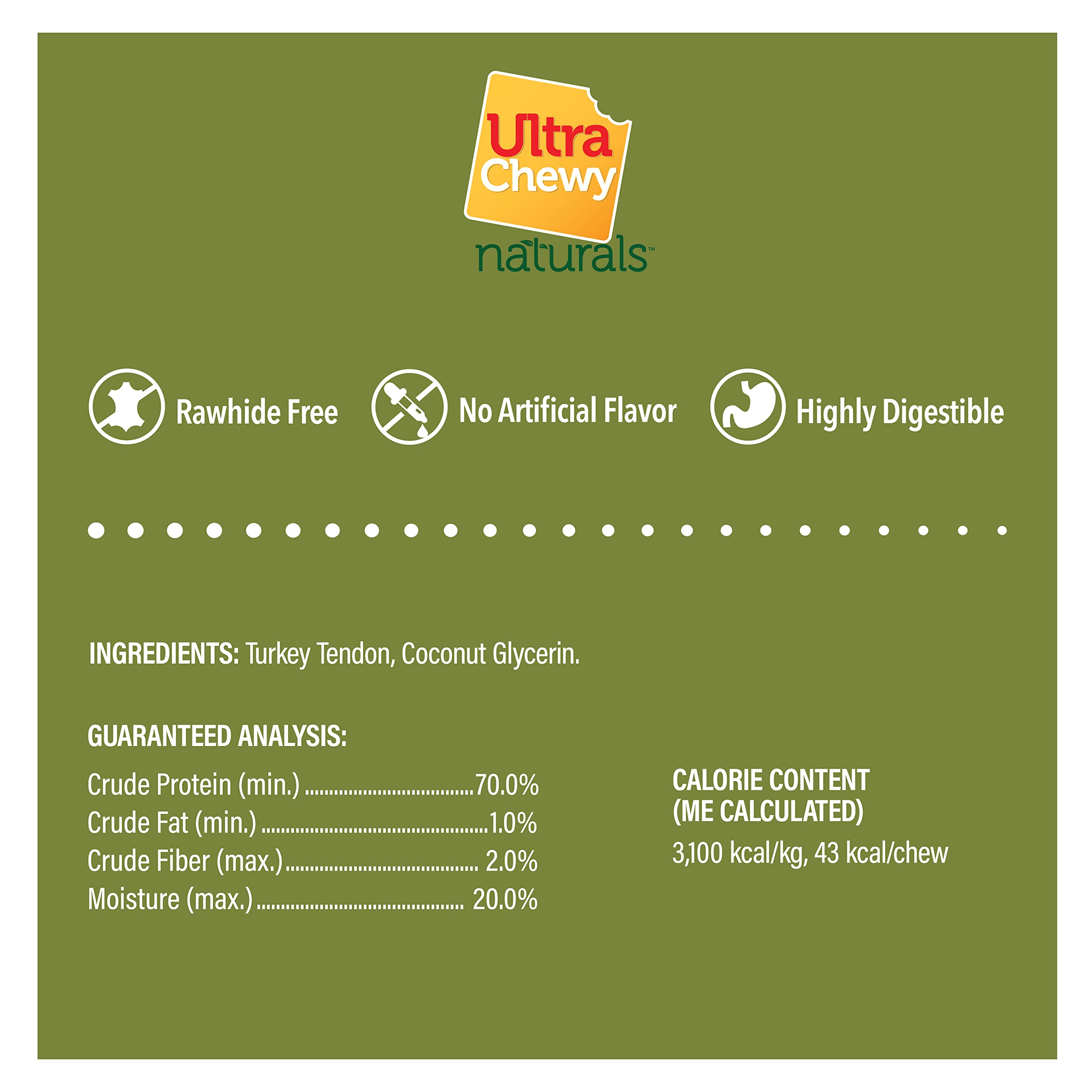 Ultra Chewy Turkey Tendon Knotted Bones for Dogs - Premium All-Natural, Hypoallergenic, Long-Lasting Dog Chew Treat, Easy to Digest - Ingredient Sourced from USA (3.5 Inch - 4 Pack)