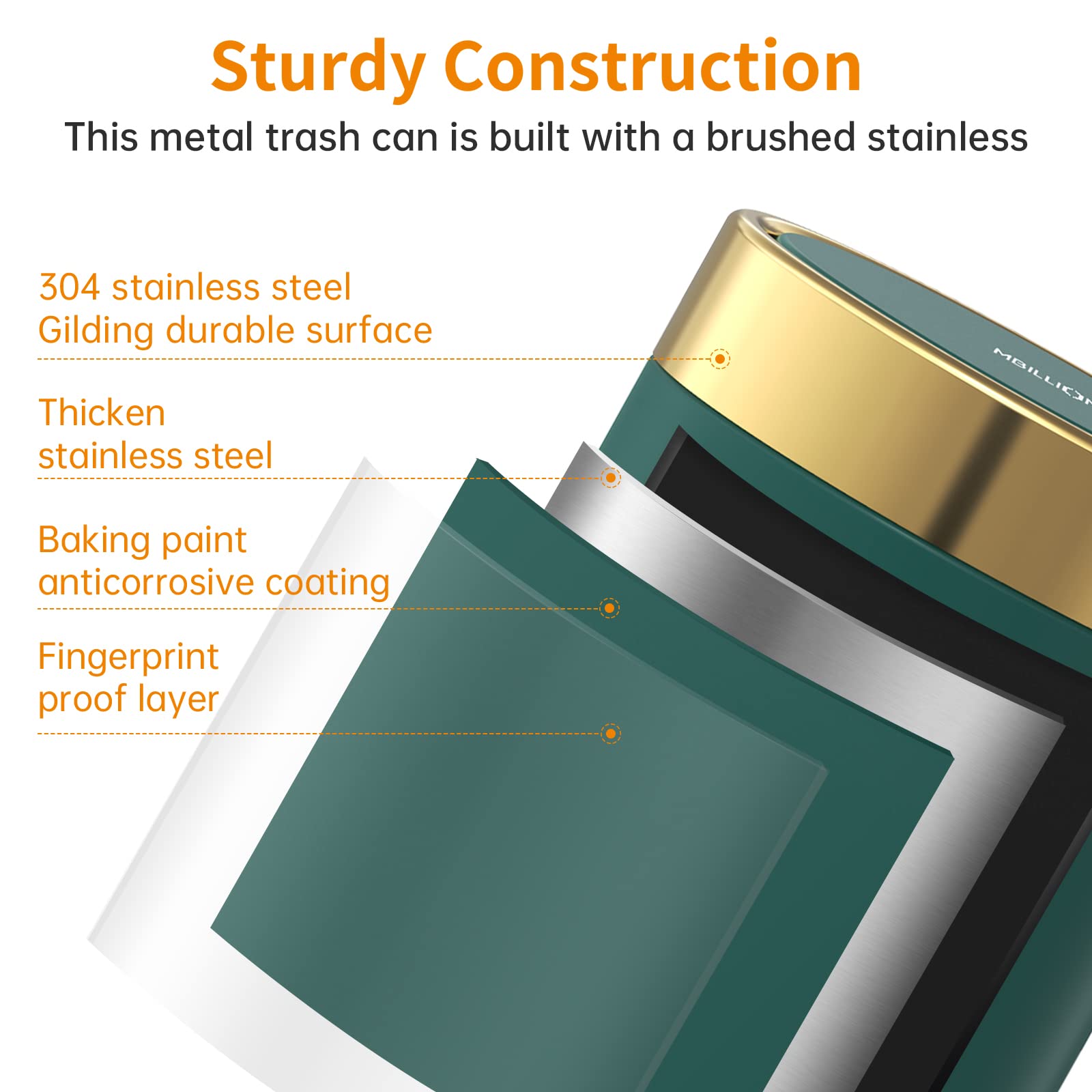 Mini Trash Can with Lid, Desktop Small Trash Can Recycling Bin Cute Metal Garbage Can for Tabletop Countertop Use,Stainless Steel 0.4Gal/1.5L Waste Bin for Office Parlor Car Bedroom,Swing Lid Open