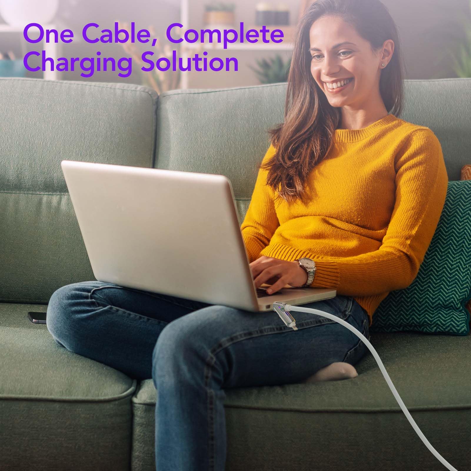 MFish 4-in-1 USB Charging Cable with Carrying Case, 240W Fast Charger Cord, USB-A & Dual USB-C to USB-C/Lightning, for iPhone 17/16/15/14, iPad, MacBook & More(Black, 3.3FT)