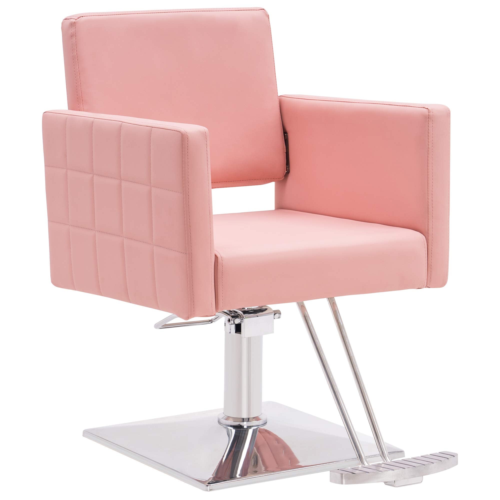 BarberPub Salon Chair for Hair Stylist, Hydraulic Stylist Chair, Adjustable Height, PVC Leather, 360 Degrees Swivel, Barbershop, Home Salon, Adult 8821 (Black)