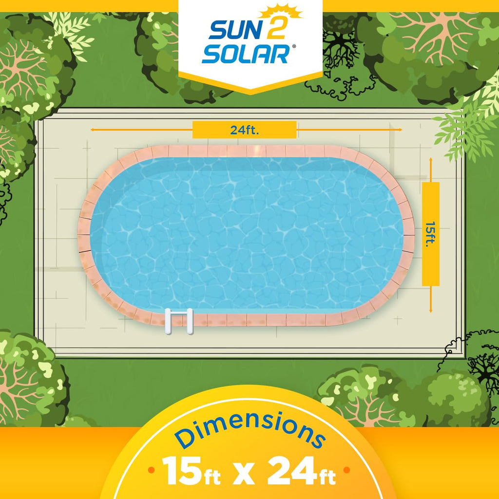 Sun2Solar Blue 10 ft x 15 ft Oval Pool Solar Cover | 8 Mil | Heat Retaining Blanket for Inground and Above Ground Swimming Pools | Harness The Sun's Energy to Heat Pool | Bubble Heating Blankets