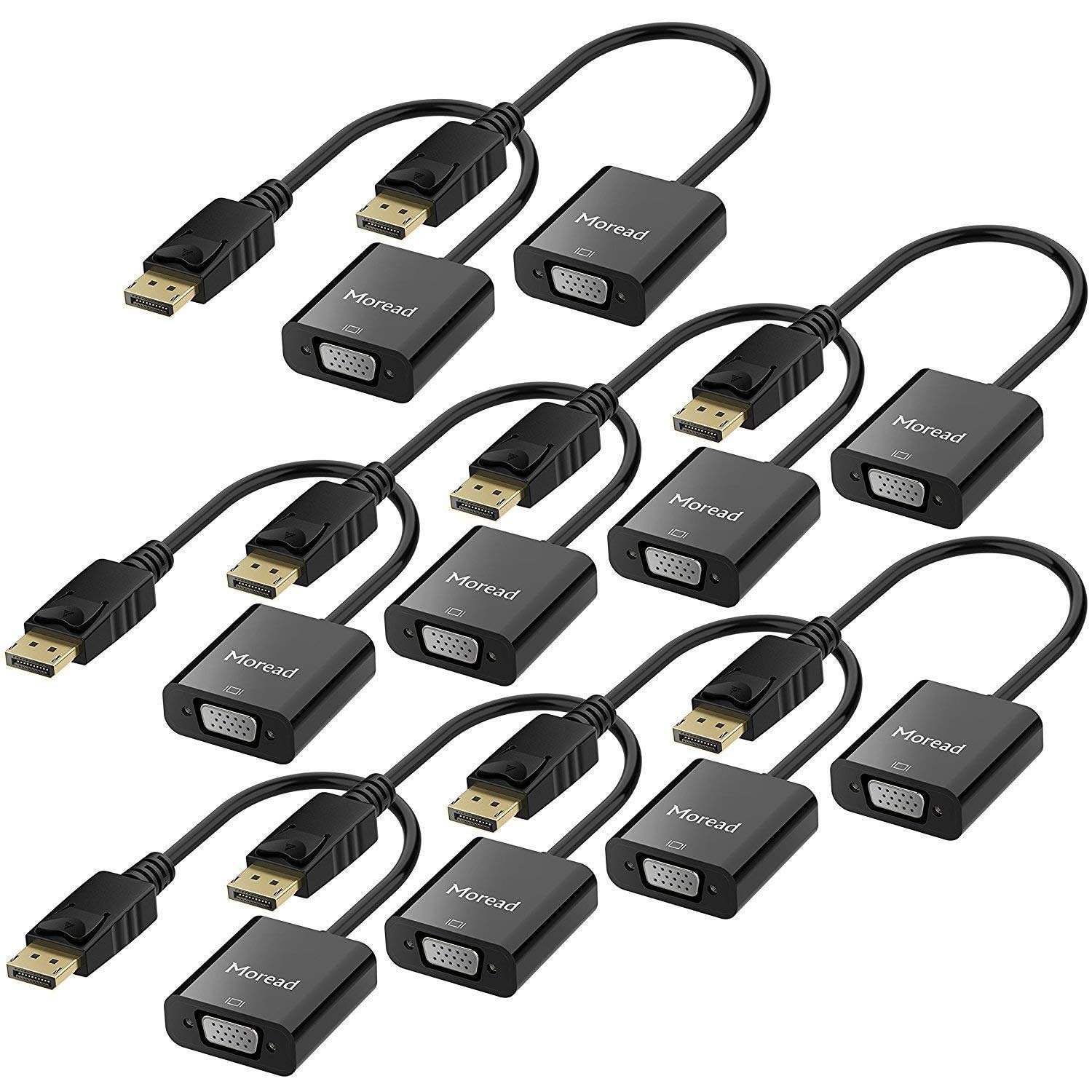 Moread DisplayPort (DP) to VGA Adapter, Gold-Plated Display Port to VGA Adapter (Male to Female) Compatible with Computer, Desktop, Laptop, PC, Monitor, Projector, HDTV - Black