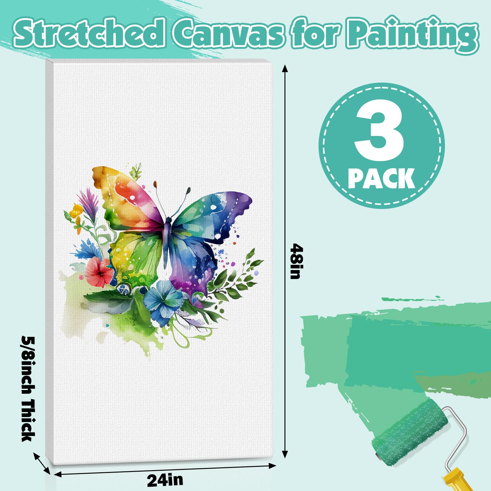 ESRICH Stretched Canvas for Painting 5x7, 48 Pack Small Canvases for Painting 5/8" Profile Primed Acid-Free Blank Painting Canvas for Kids & Artists for Decorations, Painting Parties.