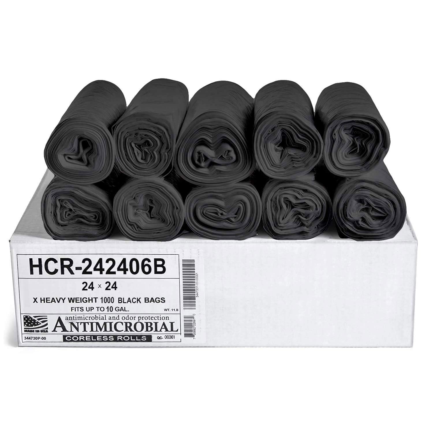 Aluf Plastics High Density Trash Bags, 10 Gallon, 4000 Count, 6 Micron (eq), 24" x 24", Black, for Bathroom, Office, Industrial, Commercial, Janitorial, Municipal, Recycling