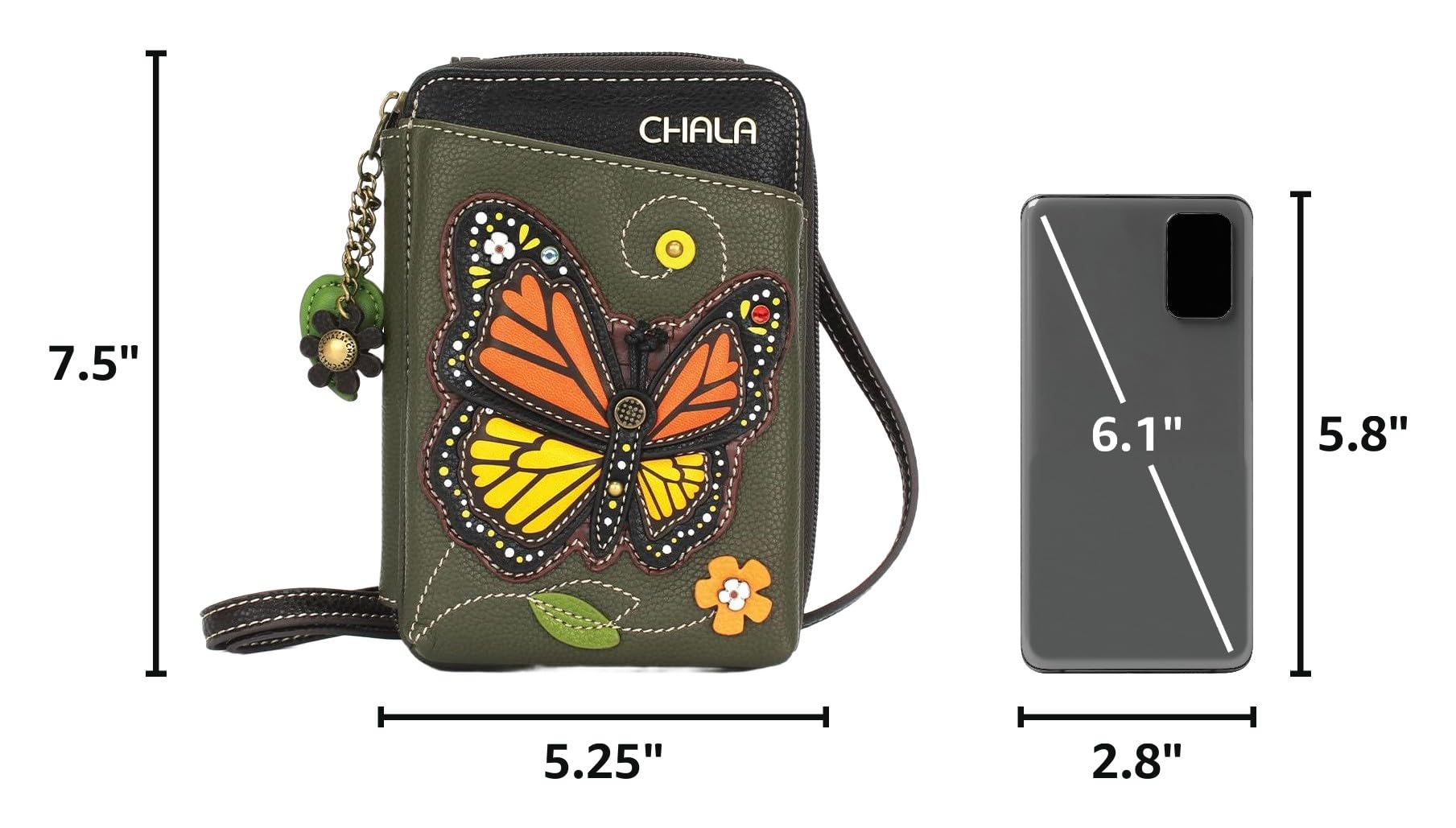 CHALA Wallet Crossbody Cell Phone Purse - Women Faux Leather Multicolor Handbag with Adjustable Strap