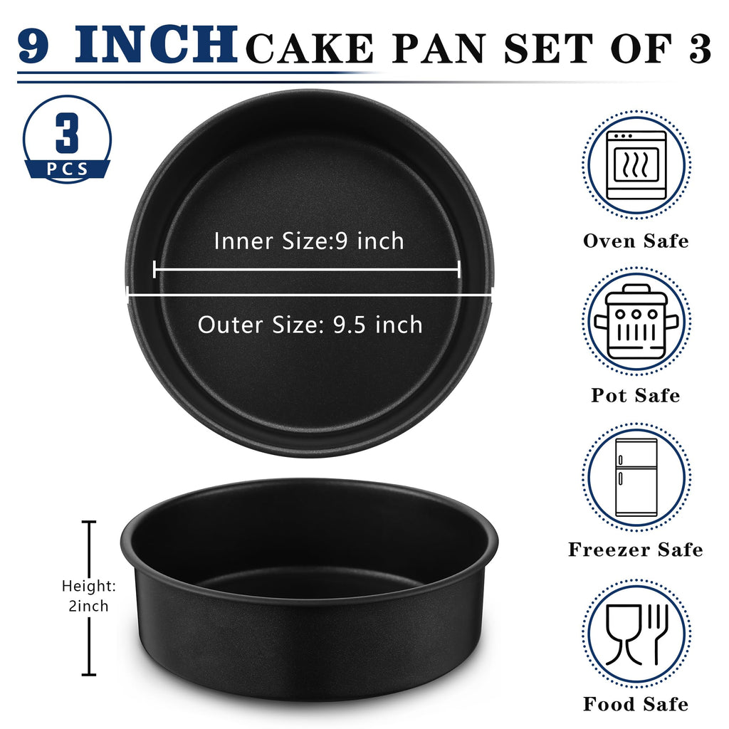 E-far 4 Inch Cake Pan Set of 3, Nonstick Stainless Steel Mini Round Cake Pans Tin, Small Size for Baking Smash Cakes/Cheesecake, Stainless Steel Core & Non-toxic Coating, Straight Side & 2 Inch Deep