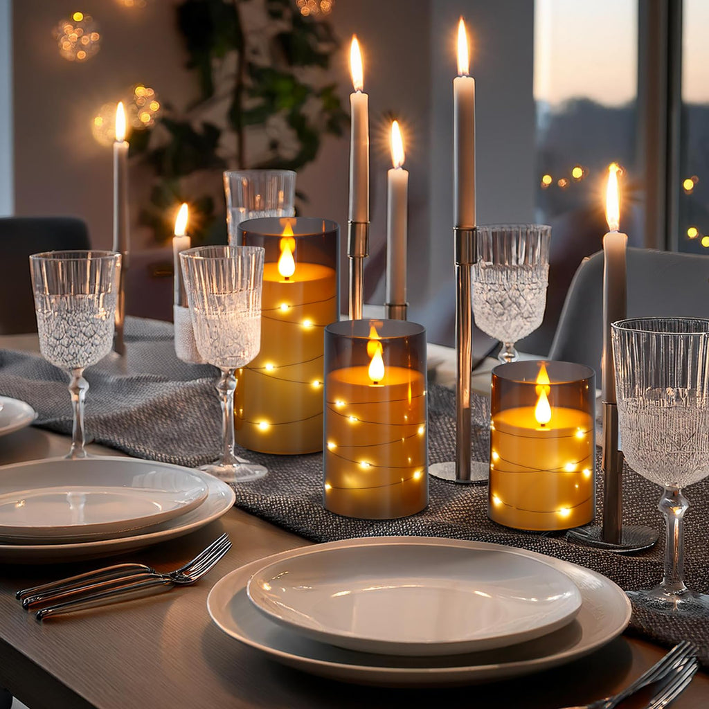 Aignis 12-Pack Waterproof Flameless Candles, 2.2" Slim Plastic Battery Operated LED Pillar Candles with 2 Remotes & Timers, Melt-Proof Fake Electric Candles for Outdoor Patio, Wedding, Home Decor