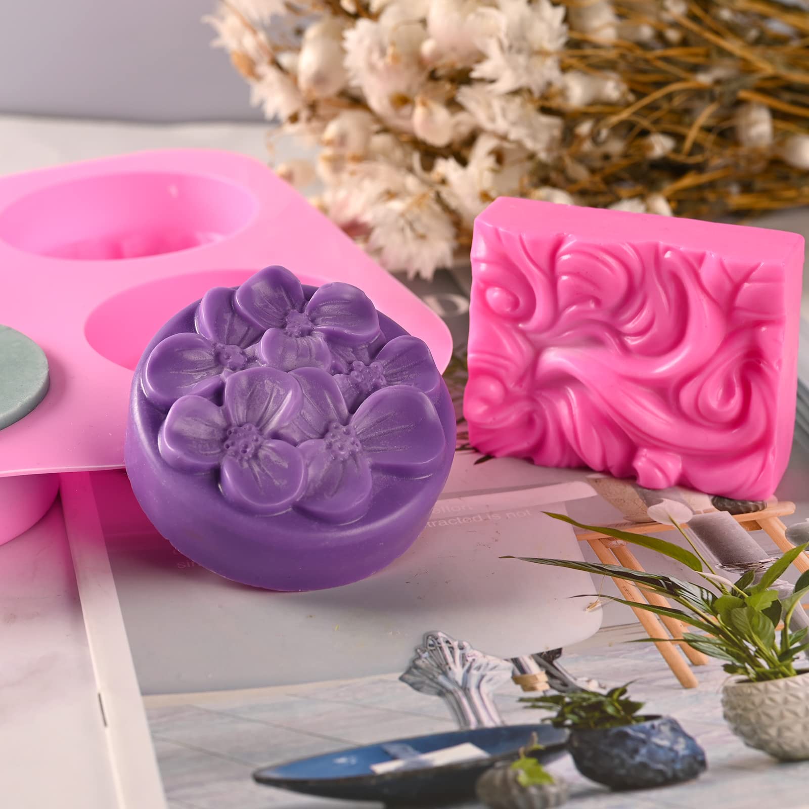 Sakolla 2 Pack Insect Silicone Soap Molds, 6-Cavity Dragonfly Butterfly Ladybug Shape Silicone Molds for Soap Making, DIY Baking Mold for Lotion Bars, Chocolate, Candy, Muffin, Biscuit, Cookie Pans