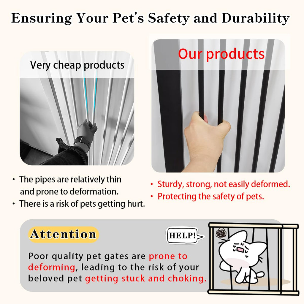 Lumizone Extra Tall Cat Gate Extension Kit 55.12" High 4.13" Wide Black | Tall Pet Gate Dog Gate for Doorway Hallway Stairs Pressure Mounted Extra Wide 1.37" Gap No Drilling