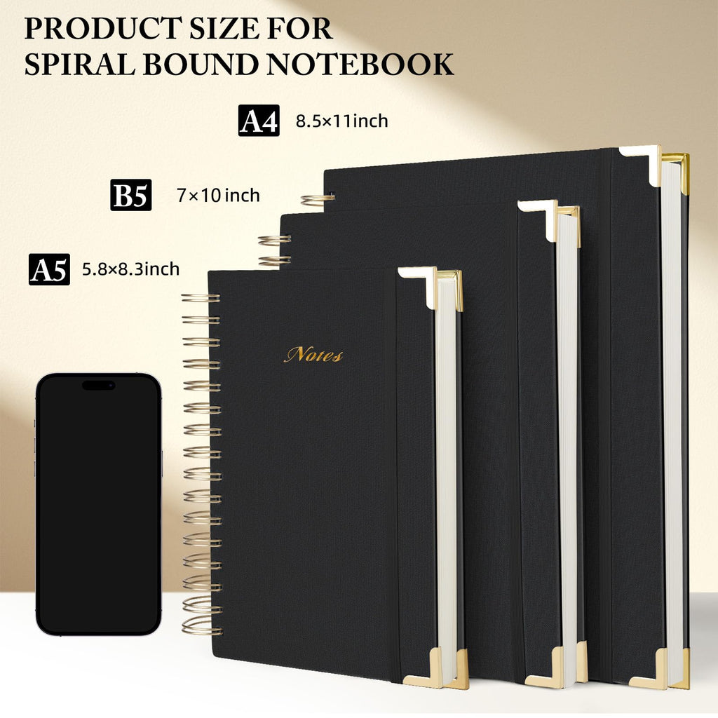 Spiral Notebook Journal, 328 Pages Linen Hardcover College Ruled Notebook, Lined Thick Journals for Women Men, A4 Thick Spiral Journal for Writing, 100GSM Paper, Cute Notebooks for Work School