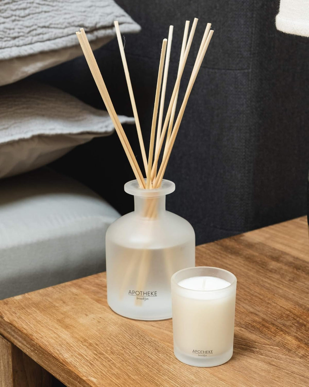 Apotheke Luxury Scented Reed Diffuser for Home - 6.7 Fl Oz Essential Oil Aromatherapy - 10 Rattan Scent Sticks Room Diffuser - Long-Lasting Fragrance for Bedroom, Home, Bathroom