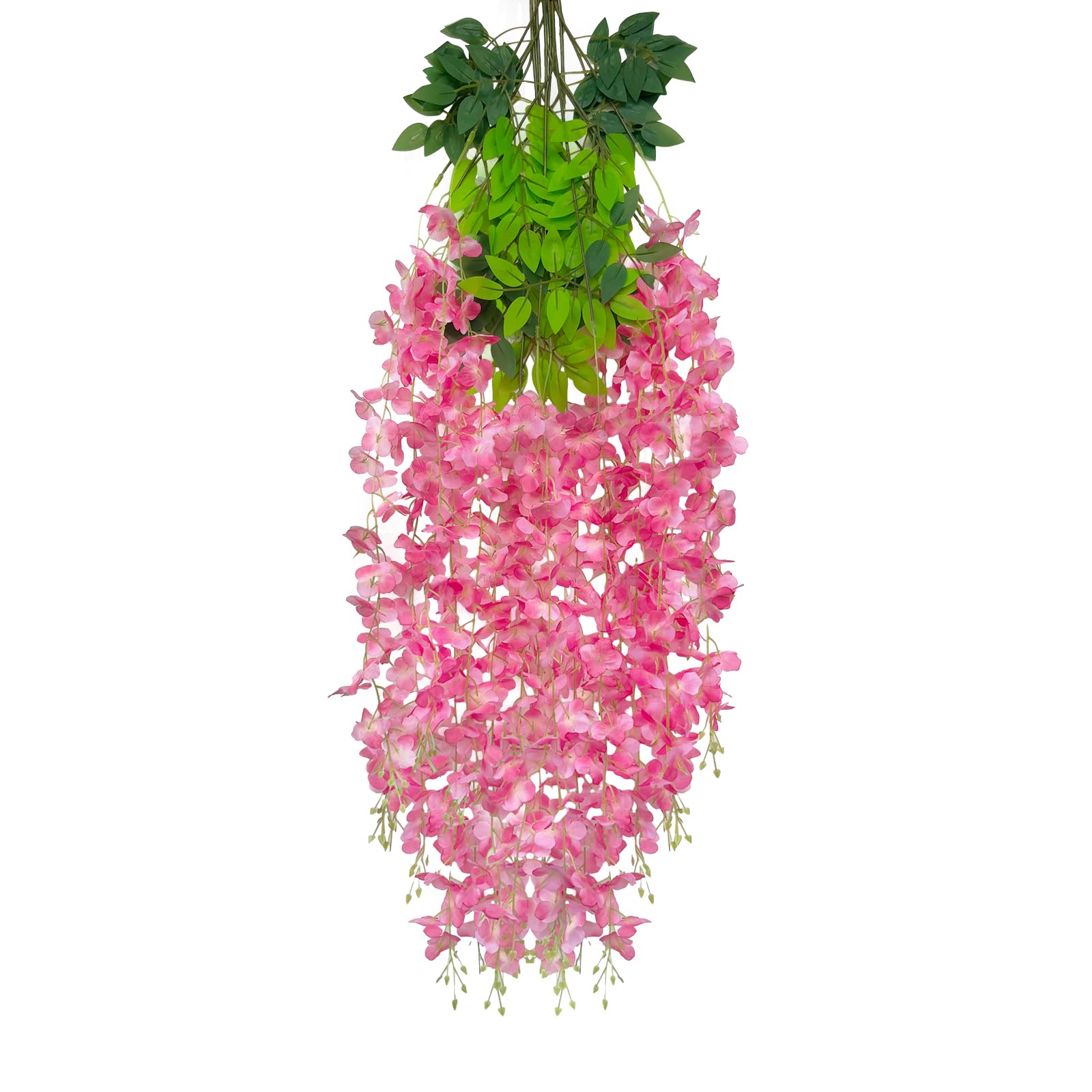 5 Pack Pink Wisteria Hanging Flowers Garland, 3.77 Feet Artificial Flower Vines, Fake Wisteria, Artificial Vines Hanging Garland for Backdrop Outdoor Yard Garden Decor