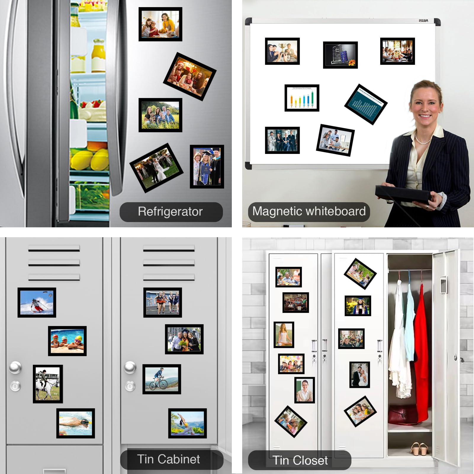 STTMGN Magnetic Picture Frames with Black Border(2.5"X3.5",12 Pack),Mini Wallet Size Magnet Photo Sleeves Pockets/Holder,Decorations for Home/Office/School/Classroom/Party