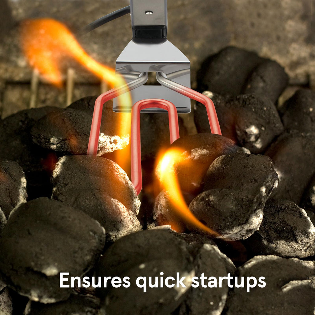 600W Electric Charcoal Starter Fire Lighter for BBQ Grill Smoker Fireplace, Firepit, Stove - Quickly Ignite Coals Briquettes Without Lighter Fluid or Matches - 29 Inch Power Cord