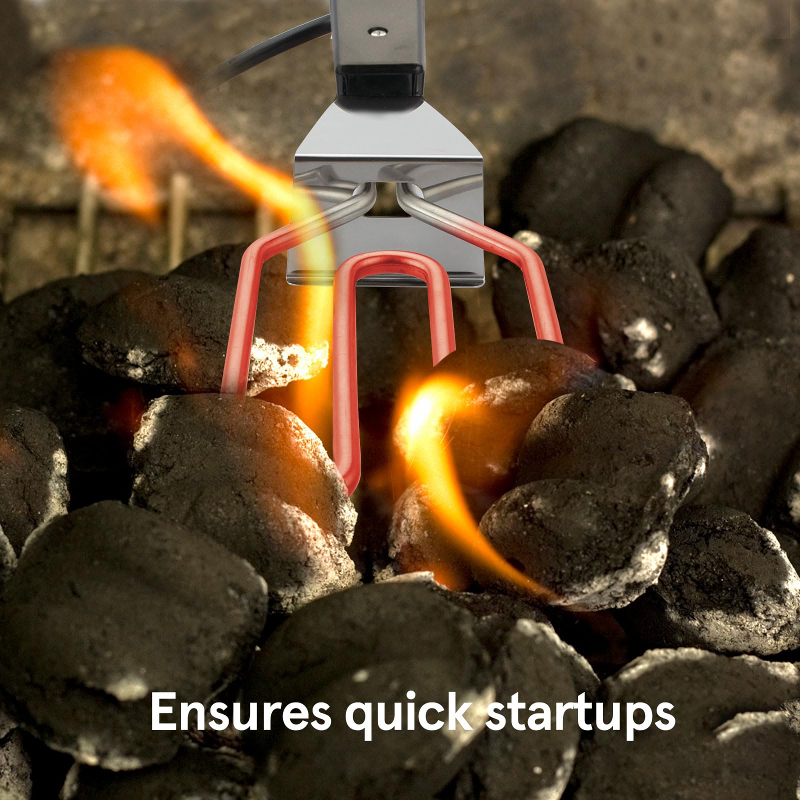 600W Electric Charcoal Starter Fire Lighter for BBQ Grill Smoker Fireplace, Firepit, Stove - Quickly Ignite Coals Briquettes Without Lighter Fluid or Matches - 29 Inch Power Cord