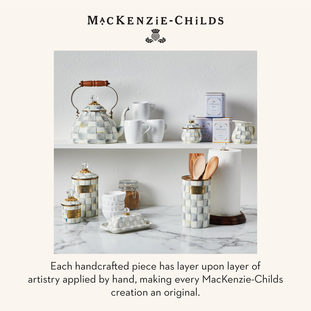 MACKENZIE-CHILDS Enamel Utensil Holder, Stylish Kitchen Countertop Organizer, Wild Rose Brown