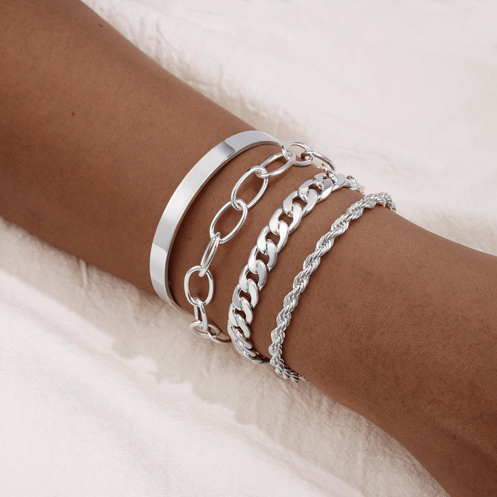 Coshilta Gold Bracelets for women 14K Gold Bangle Bracelet Stack - Adjustable Waterproof Trendy Bracelets Gold Filled Stacks Bangles Link Chain Gold Bracelet Non Tarnish for Women Jewelry Gifts