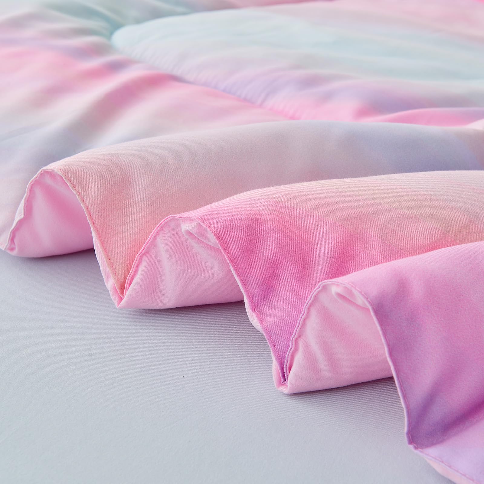 Wajade 7 Piece Blue Bow Comforter Set for Girls Kids Twin Size Bedding Set with Sheet and 2 Pillowcases 2 Pillow Shams Cute Girls Bed in a Bag as Birthday Choice