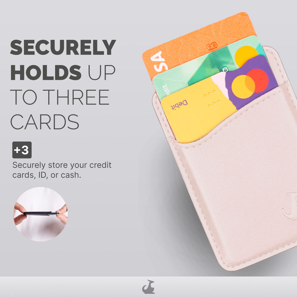 Wallaroo Premium Leather Cell Phone Wallet Stick On - Android and iPhone Wallet and Card Holder for Women and Men - Durable with Non-Slip Lining Secures Up to 3 Cards